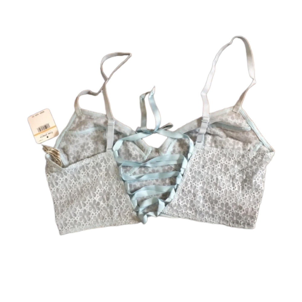 NWT Intimately Free People Lele Longline Embroidered Mesh Bra in Atmosphere Blue - Picture 3 of 9